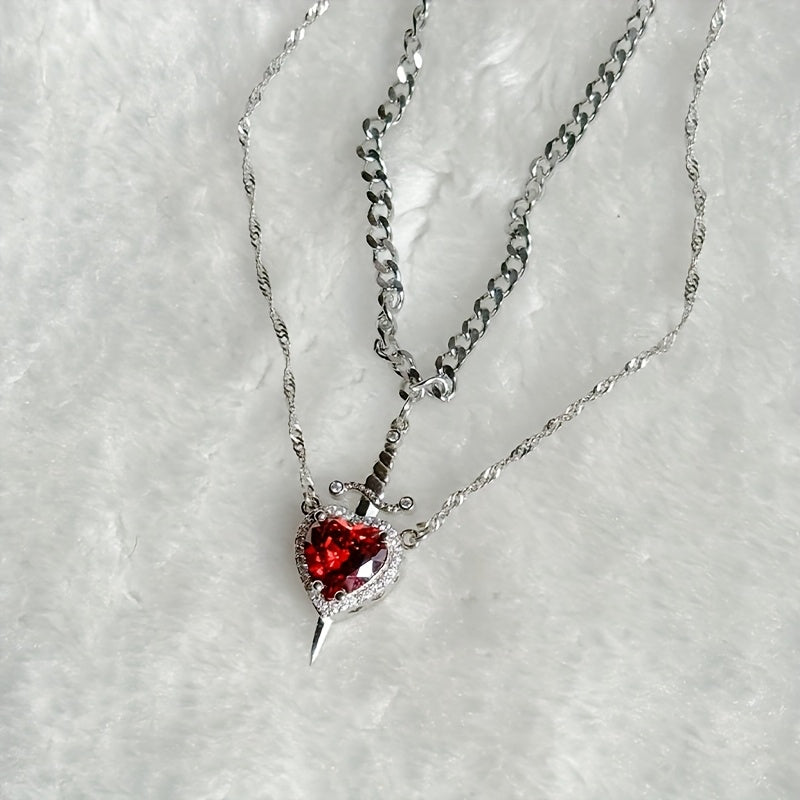 ❤️‍🔥 Kalp & Kılıç Kolye – Aşkın Gücü Boynunuzda